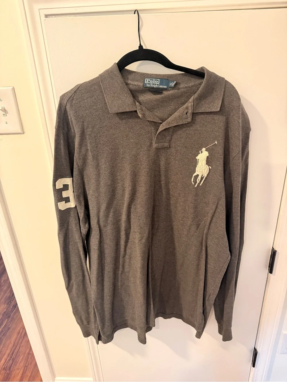 Polo by Ralph Lauren Long-Sleeve Polo Shirt in Brown with White Logo